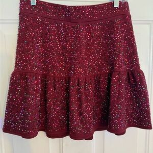QUEEN OF SPARKLES Burgundy Skater Skirt